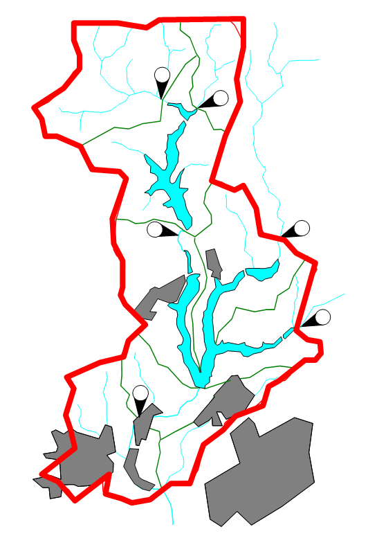 Example for the system boundaries of a study area
